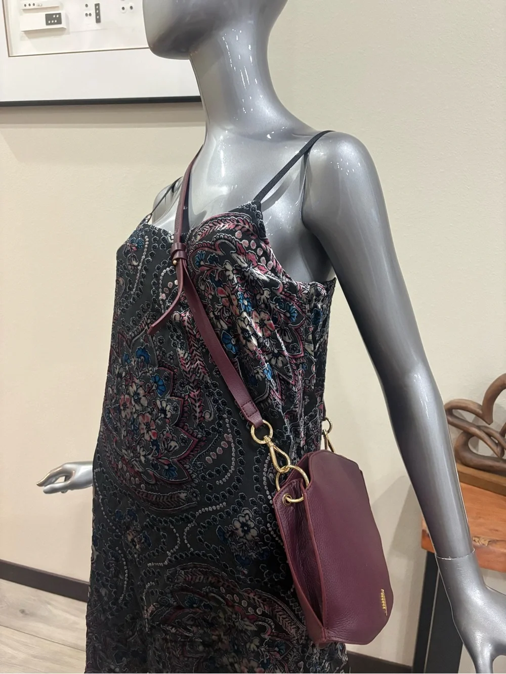 Burgundy Thacker Leather Crossbody Bag
